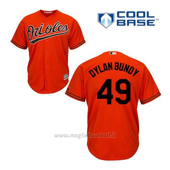 Maglia Baseball Uomo Baltimore Orioles 49 Dylan Bundy Arancione Alterner Cool Base